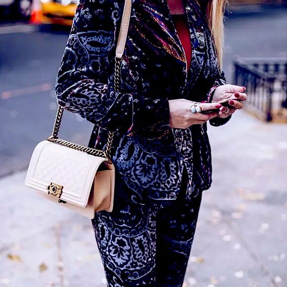 ZARA Velvet Suit Silk Blazer & Pants Set Size S • BLOGGER FAVORITE • RARE • - Picture 6 of 16